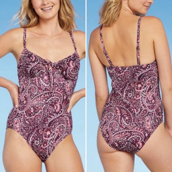 Kona Sol NWT Paisley Underwire Medium Coverage One-Piece Swimsuit in Purple • XL - Picture 5 of 9
